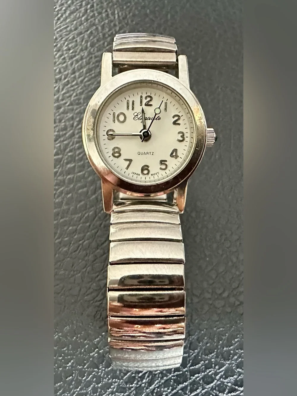 Ladies Silver Expandable Band Quartz Watch - White Dial